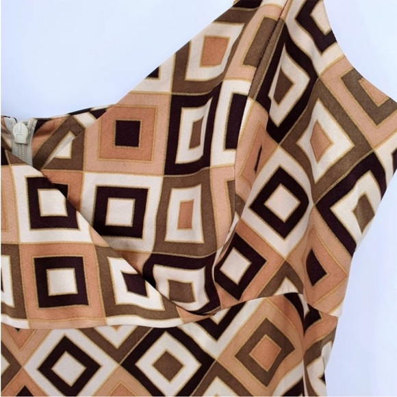 Shoshanna Silk Geometric Slip Dress 8 Gold Chain Strap Y2K 90s Mini Retro - Picture 5 of 12